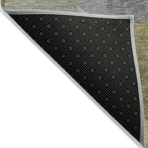 HomeRoots 5' Contemporary Fern Green and Gray Abstract Area Rug - Durable, Washable for Indoor & Outdoor Use 8' Round 632157