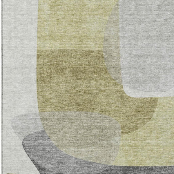 HomeRoots 5' Contemporary Fern Green and Gray Abstract Area Rug - Durable, Washable for Indoor & Outdoor Use 8' X 10' 632158