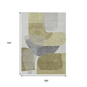 HomeRoots 5' Contemporary Fern Green and Gray Abstract Area Rug - Durable, Washable for Indoor & Outdoor Use 9' X 12' 632159