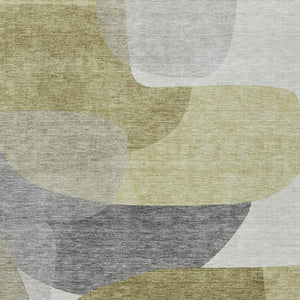 HomeRoots 5' Contemporary Fern Green and Gray Abstract Area Rug - Durable, Washable for Indoor & Outdoor Use 9' X 12' 632159