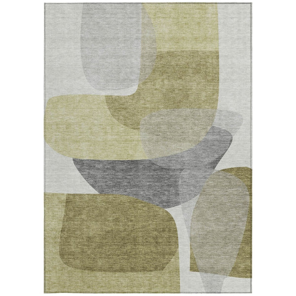 HomeRoots 5' Contemporary Fern Green and Gray Abstract Area Rug - Durable, Washable for Indoor & Outdoor Use 10' X 14' 632160