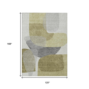 HomeRoots 5' Contemporary Fern Green and Gray Abstract Area Rug - Durable, Washable for Indoor & Outdoor Use 10' X 14' 632160
