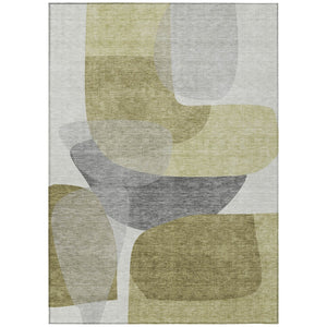 HomeRoots 5' Contemporary Fern Green and Gray Abstract Area Rug - Durable, Washable for Indoor & Outdoor Use 10' X 14' 632160