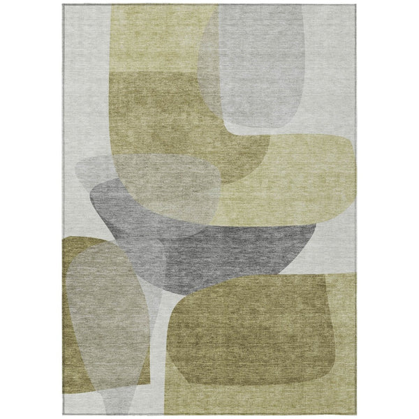 HomeRoots 5' Contemporary Fern Green and Gray Abstract Area Rug - Durable, Washable for Indoor & Outdoor Use 10' X 14' 632160