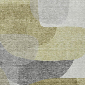 HomeRoots 5' Contemporary Fern Green and Gray Abstract Area Rug - Durable, Washable for Indoor & Outdoor Use 10' X 14' 632160