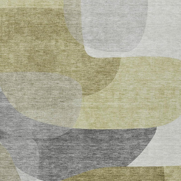 HomeRoots 5' Contemporary Fern Green and Gray Abstract Area Rug - Durable, Washable for Indoor & Outdoor Use 10' X 14' 632160