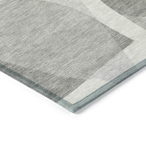HomeRoots 5' Linen and Gray Abstract Area Rug - Stylish, Durable, Washable Design for Indoor and Outdoor Use 8' Round 632163