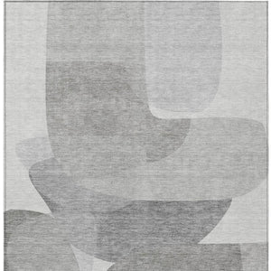 HomeRoots 5' Linen and Gray Abstract Area Rug - Stylish, Durable, Washable Design for Indoor and Outdoor Use 9' X 12' 632165