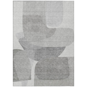 HomeRoots 5' Linen and Gray Abstract Area Rug - Stylish, Durable, Washable Design for Indoor and Outdoor Use 9' X 12' 632165