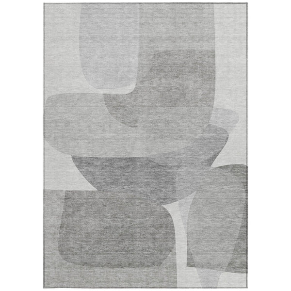 HomeRoots 5' Linen and Gray Abstract Area Rug - Stylish, Durable, Washable Design for Indoor and Outdoor Use 10' X 14' 632166