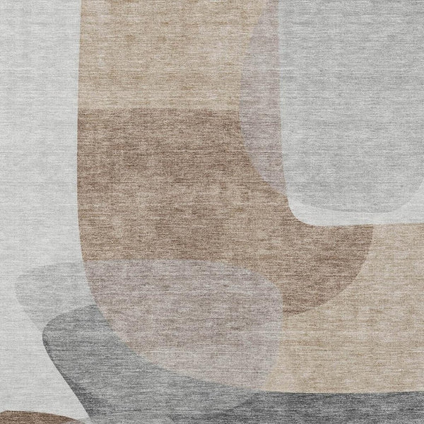 HomeRoots 5' Durable Brown and Gray Abstract Area Rug - Modern, Washable, Indoor/Outdoor, Stain Resistant Design 5' X 8' 632168