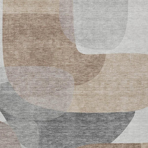 HomeRoots 5' Durable Brown and Gray Abstract Area Rug - Modern, Washable, Indoor/Outdoor, Stain Resistant Design 8' X 10' 632170