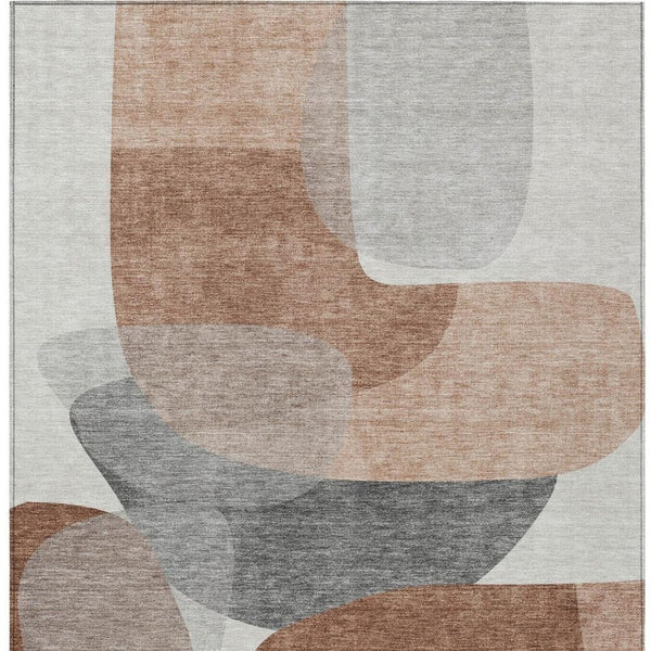 HomeRoots 5' Durable Rust and Gray Abstract Area Rug – Machine Washable for Indoor and Outdoor Spaces 5' X 8' 632174