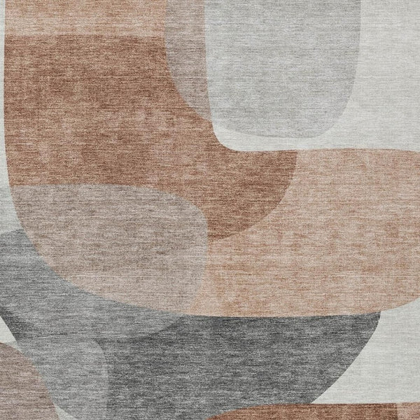 HomeRoots 5' Durable Rust and Gray Abstract Area Rug – Machine Washable for Indoor and Outdoor Spaces 9' X 12' 632177