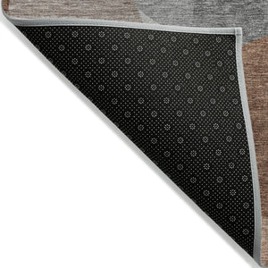 HomeRoots 5' Durable Rust and Gray Abstract Area Rug – Machine Washable for Indoor and Outdoor Spaces 10' X 14' 632178