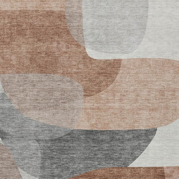 HomeRoots 5' Durable Rust and Gray Abstract Area Rug – Machine Washable for Indoor and Outdoor Spaces 10' X 14' 632178