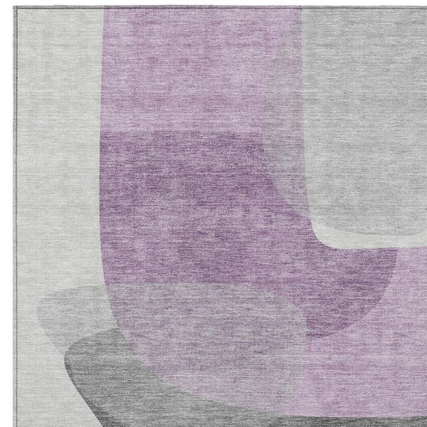 HomeRoots 5' Purple and Gray Abstract Area Rug – Stylish, Washable Design for Indoor and Outdoor Living Spaces 5' X 8' 632180