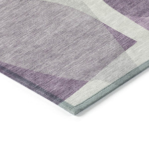 HomeRoots 5' Purple and Gray Abstract Area Rug – Stylish, Washable Design for Indoor and Outdoor Living Spaces 8' Round 632181