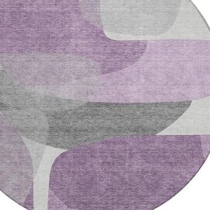 HomeRoots 5' Purple and Gray Abstract Area Rug – Stylish, Washable Design for Indoor and Outdoor Living Spaces 8' Round 632181