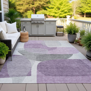 HomeRoots 5' Purple and Gray Abstract Area Rug – Stylish, Washable Design for Indoor and Outdoor Living Spaces 8' X 10' 632182