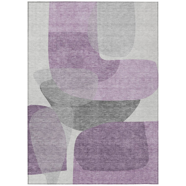 HomeRoots 5' Purple and Gray Abstract Area Rug – Stylish, Washable Design for Indoor and Outdoor Living Spaces 8' X 10' 632182