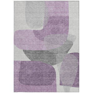 HomeRoots 5' Purple and Gray Abstract Area Rug – Stylish, Washable Design for Indoor and Outdoor Living Spaces 9' X 12' 632183