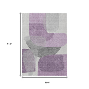 HomeRoots 5' Purple and Gray Abstract Area Rug – Stylish, Washable Design for Indoor and Outdoor Living Spaces 9' X 12' 632183