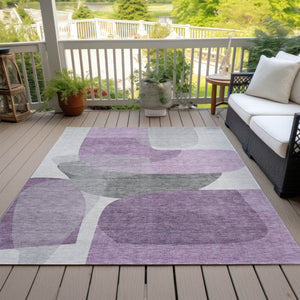 HomeRoots 5' Purple and Gray Abstract Area Rug – Stylish, Washable Design for Indoor and Outdoor Living Spaces 9' X 12' 632183