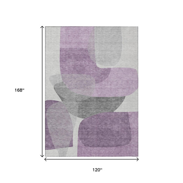HomeRoots 5' Purple and Gray Abstract Area Rug – Stylish, Washable Design for Indoor and Outdoor Living Spaces 10' X 14' 632184
