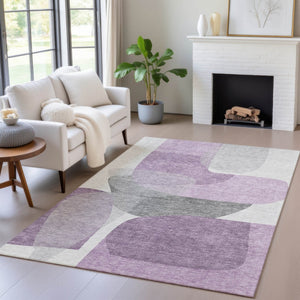 HomeRoots 5' Purple and Gray Abstract Area Rug – Stylish, Washable Design for Indoor and Outdoor Living Spaces 10' X 14' 632184