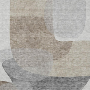 HomeRoots 5' Abstract Taupe and Gray Area Rug - Machine Washable, Durable, Indoor-Outdoor Versatility for Any Space 5' X 8' 632192