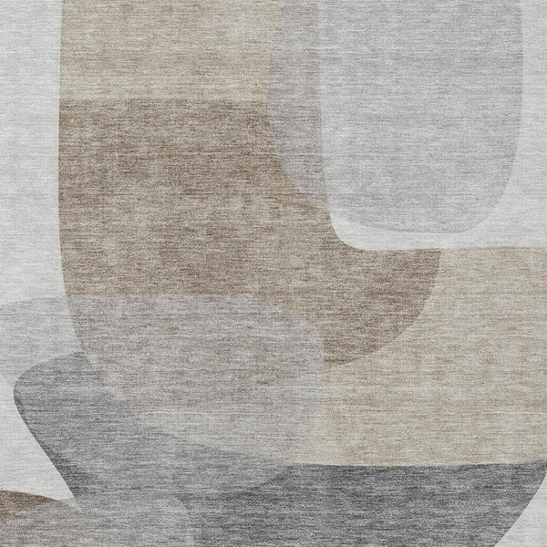 HomeRoots 5' Abstract Taupe and Gray Area Rug - Machine Washable, Durable, Indoor-Outdoor Versatility for Any Space 5' X 8' 632192