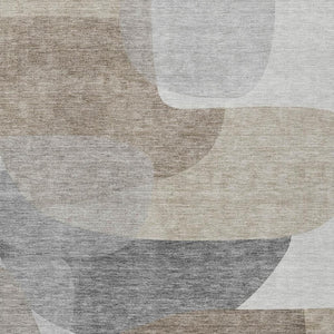 HomeRoots 5' Abstract Taupe and Gray Area Rug - Machine Washable, Durable, Indoor-Outdoor Versatility for Any Space 8' X 10' 632194