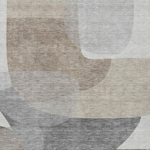 HomeRoots 5' Abstract Taupe and Gray Area Rug - Machine Washable, Durable, Indoor-Outdoor Versatility for Any Space 9' X 12' 632195