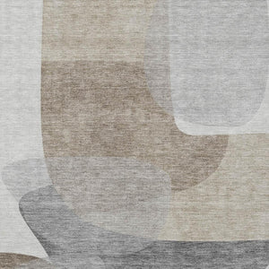 HomeRoots 5' Abstract Taupe and Gray Area Rug - Machine Washable, Durable, Indoor-Outdoor Versatility for Any Space 10' X 14' 632196