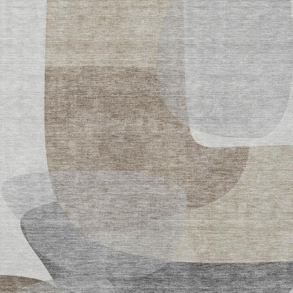 HomeRoots 5' Abstract Taupe and Gray Area Rug - Machine Washable, Durable, Indoor-Outdoor Versatility for Any Space 10' X 14' 632196