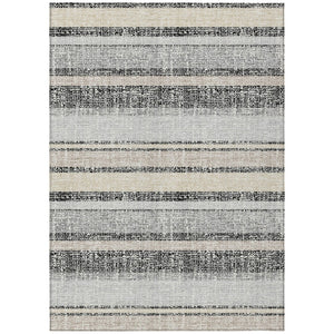 HomeRoots 5' Stylish Black and Silver Striped Area Rug for Indoor and Outdoor Use - Durable, Washable, Versatile 5' X 8' 632198