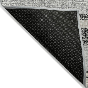 HomeRoots 5' Stylish Black and Silver Striped Area Rug for Indoor and Outdoor Use - Durable, Washable, Versatile 8' X 10' 632200