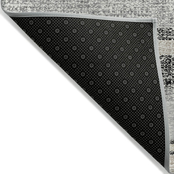 HomeRoots 5' Stylish Black and Silver Striped Area Rug for Indoor and Outdoor Use - Durable, Washable, Versatile 9' X 12' 632201