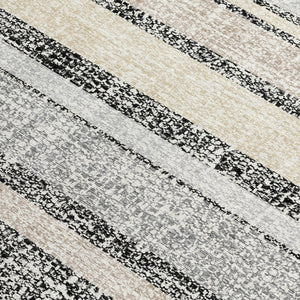 HomeRoots 5' Stylish Black and Silver Striped Area Rug for Indoor and Outdoor Use - Durable, Washable, Versatile 10' X 14' 632202