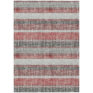 HomeRoots 5' Striped Burgundy and Silver Indoor Outdoor Area Rug - Washable, Durable, Stain-Resistant Design 10' X 14' 632208
