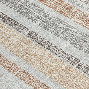HomeRoots 5' Gray and Silver Striped Washable Area Rug for Indoor and Outdoor Use - Stylish, Durable, Easy Care 5' X 8' 632216