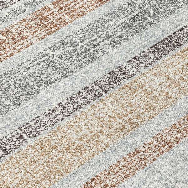 HomeRoots 5' Gray and Silver Striped Washable Area Rug for Indoor and Outdoor Use - Stylish, Durable, Easy Care 5' X 8' 632216