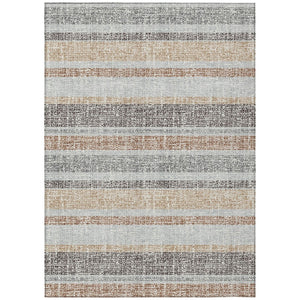 HomeRoots 5' Gray and Silver Striped Washable Area Rug for Indoor and Outdoor Use - Stylish, Durable, Easy Care 8' X 10' 632218