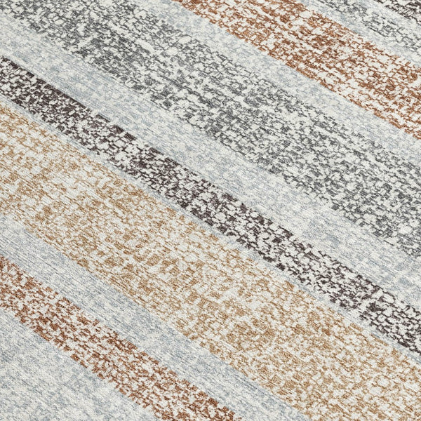 HomeRoots 5' Gray and Silver Striped Washable Area Rug for Indoor and Outdoor Use - Stylish, Durable, Easy Care 9' X 12' 632219