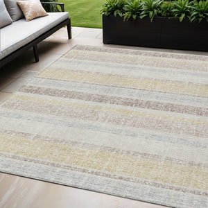 HomeRoots 5' Striped Ivory and Beige Area Rug - Stylish, Durable Indoor/Outdoor Rug for Versatile Décor Solutions 5' X 8' 632222
