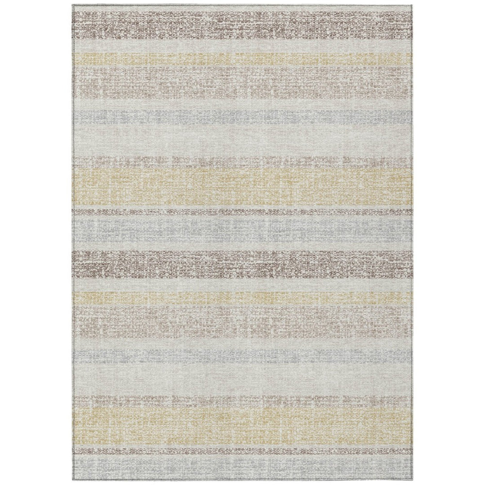 HomeRoots 5' Striped Ivory and Beige Area Rug - Stylish, Durable Indoor/Outdoor Rug for Versatile Décor Solutions 5' X 8' 632222