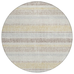 HomeRoots 5' Striped Ivory and Beige Area Rug - Stylish, Durable Indoor/Outdoor Rug for Versatile Décor Solutions 8' Round 632223