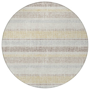HomeRoots 5' Striped Ivory and Beige Area Rug - Stylish, Durable Indoor/Outdoor Rug for Versatile Décor Solutions 8' Round 632223