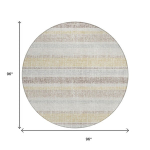 HomeRoots 5' Striped Ivory and Beige Area Rug - Stylish, Durable Indoor/Outdoor Rug for Versatile Décor Solutions 8' Round 632223